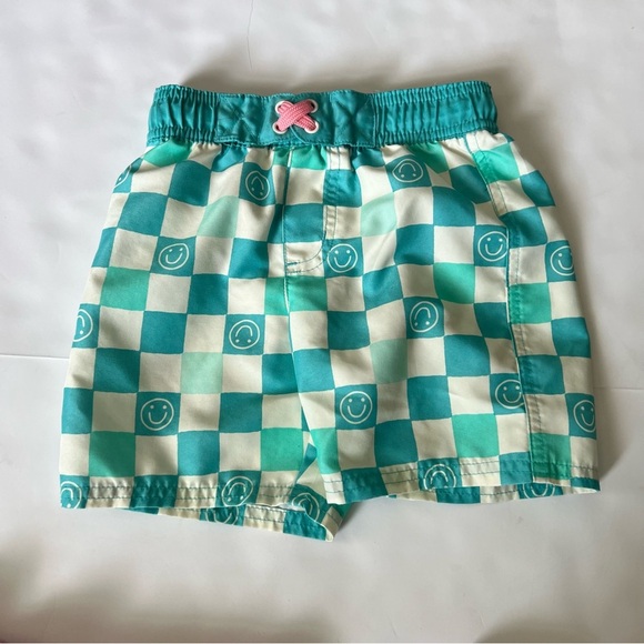 Cat & Jack Swim Shorts Trunks Lot Of 3 Size 4T Dinosaur Smiley Face Checker - Picture 3 of 16